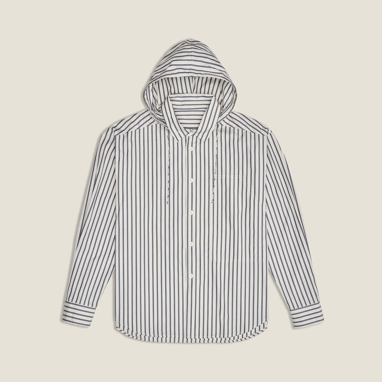 Stripe Detachable-Hood Shirt