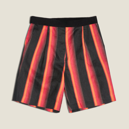 Red Stripe Linen Velcro Short