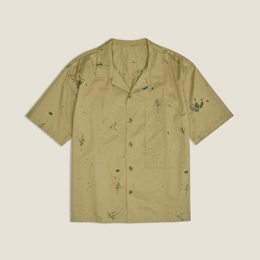 Green Paint Camp Collar Shirt