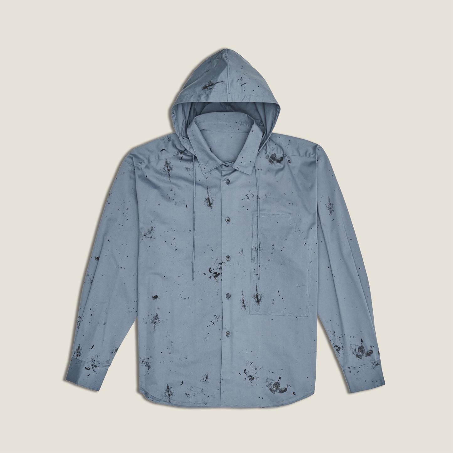 Blue Paint Detachable-Hood Shirt