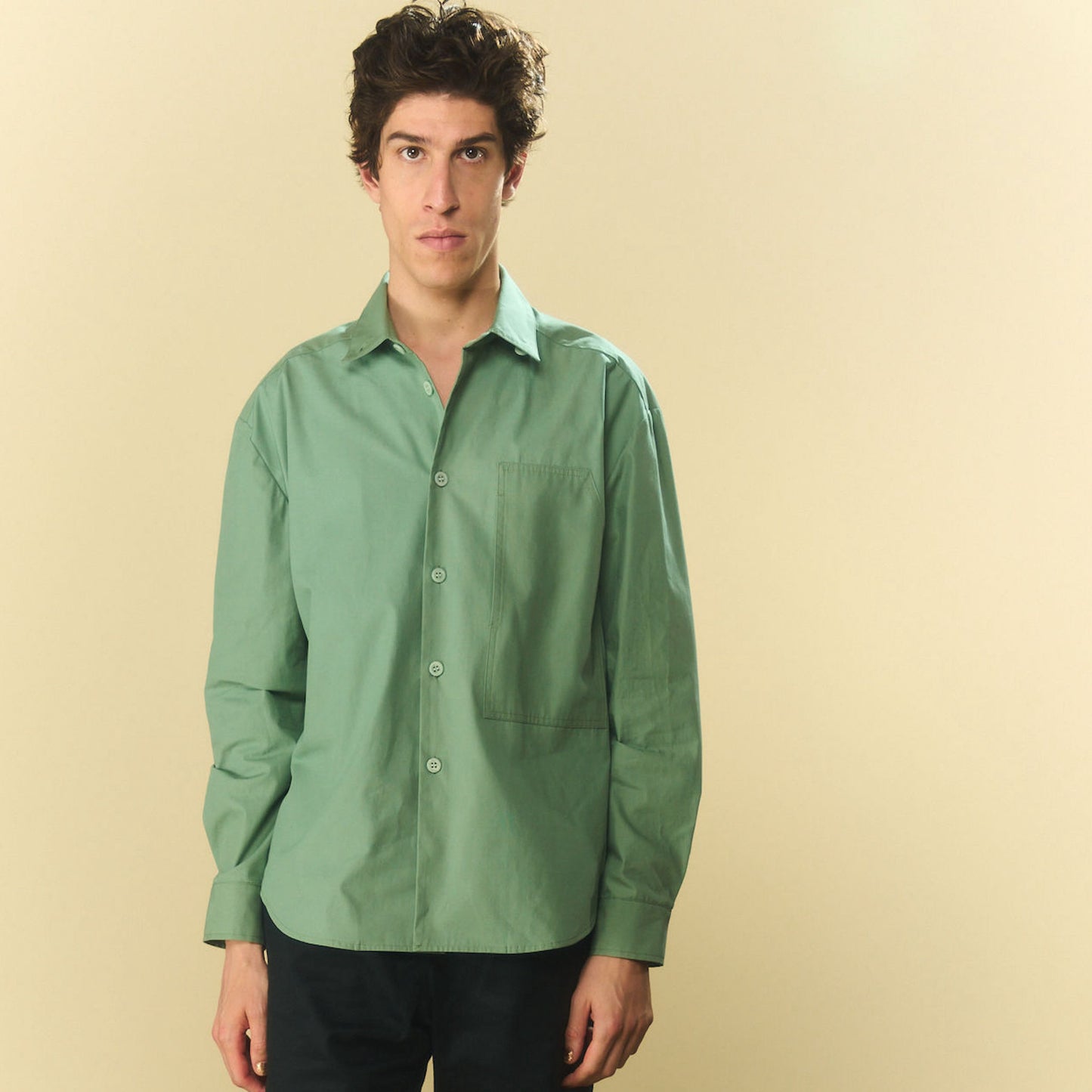 Mint Detachable-Hood Shirt